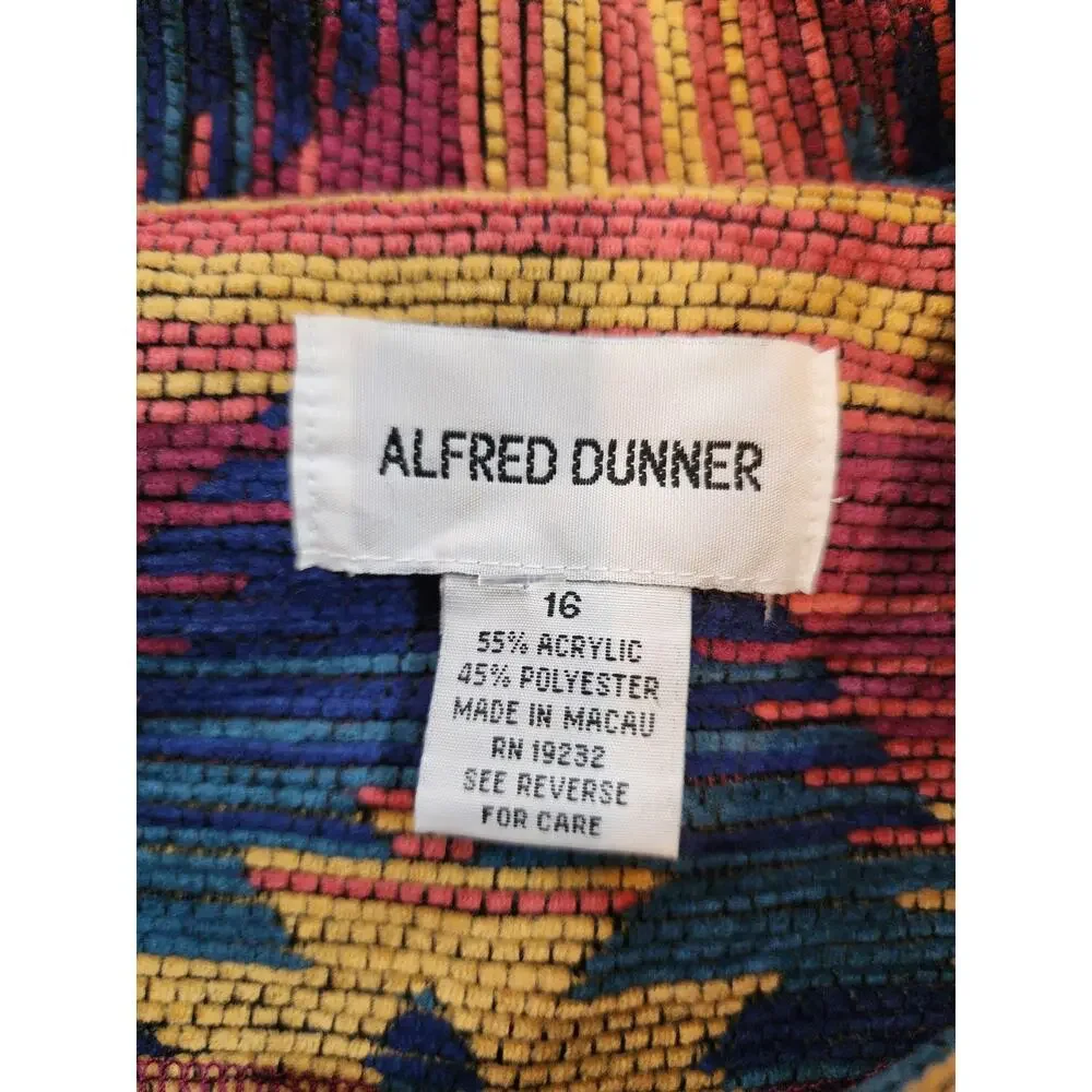 ALFRED DUNNER Women's Size 16 Colorful Western Aztec Print Button‎ Up Jacket